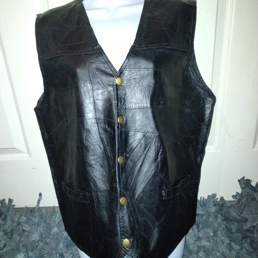 Genuine Leather Vest, Large, Black
